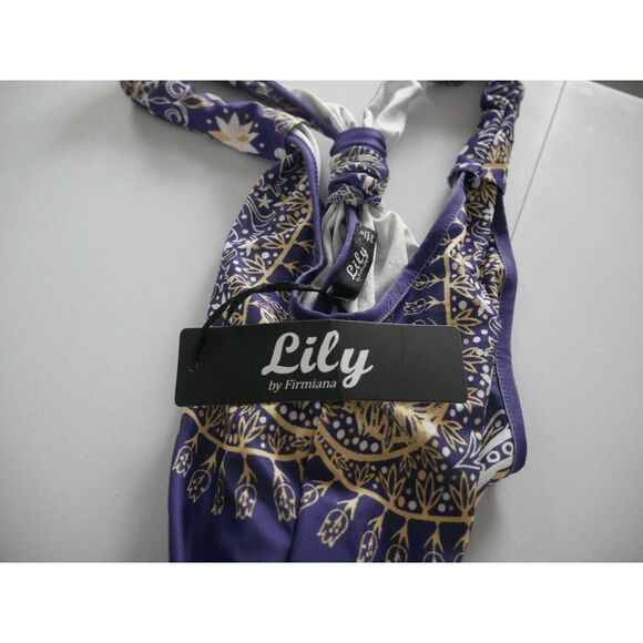 Women's Purple Geometric Print Racerback Pockets Cuffed Ankle Jumpsuit M - Picture 7 of 12